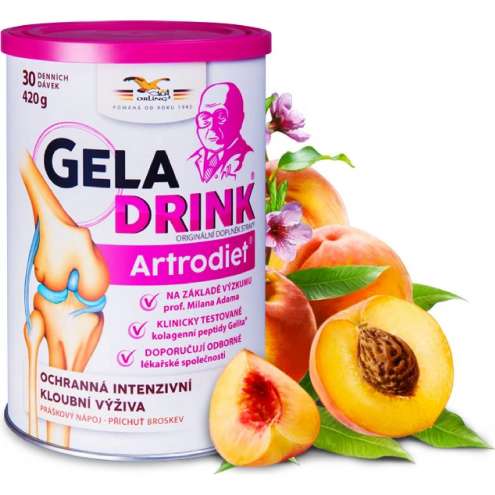 GELADRINK Artrodiet Broskev - Supportive joint nutrition with peach flavour, 420 g